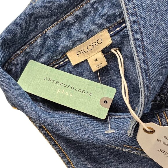 Anthropologie Pilcro Sleeveless Halter Swing Midi Dress Denim Size 1X NWT Jean - Picture 6 of 11